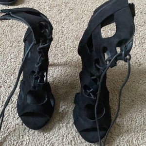 Black lace up heels.